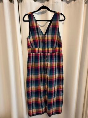 J.Crew Mixed-Plaid Button-Up Midi Dress